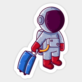 Cute Astronaut Traveling Holiday Cartoon Sticker